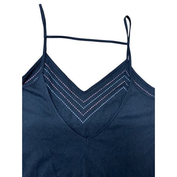 EXPRESS Sequin Aztec Tribal Black V-Cut Spaghetti Strap Boho Tank Top Small - Picture 4 of 5